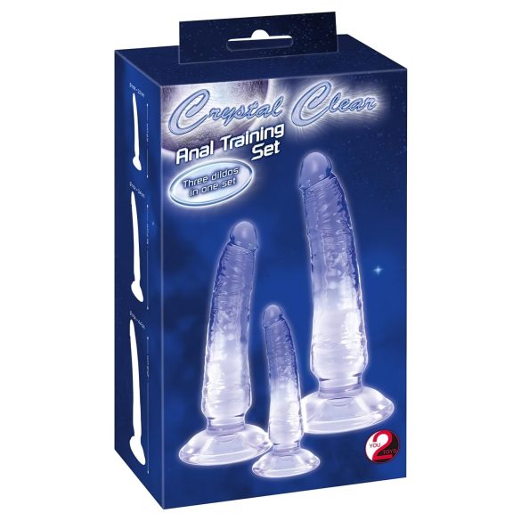 Crystal Clear - Anal Trainer Dildo Set - 3 Pieces (Translucent Blue)