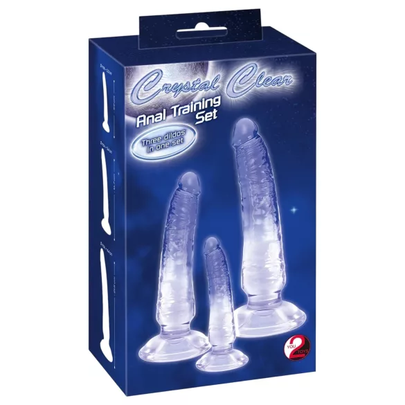 Crystal Clear - Anal Trainer Dildo Set - 3 Pieces (Translucent Blue)