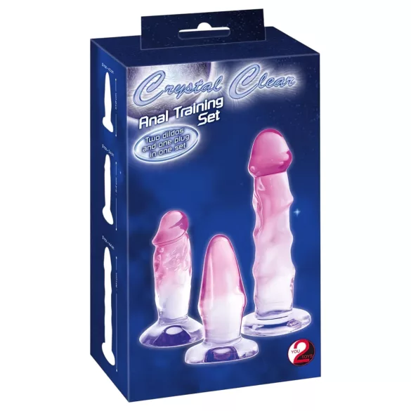 Crystal Clear - Anal Trainer Set - 3pc (Translucent Pink)