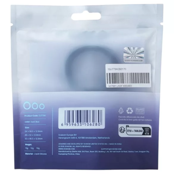 Svakom Triooo - soft silicone penis ring set (blue) - set of 3