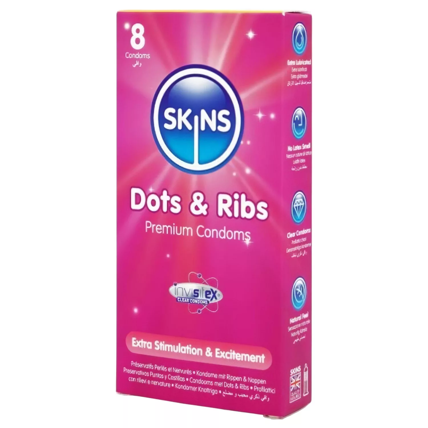 Skins - Ribbed & Dotted Condoms (8 Pack) | Sex Shop Desirel.