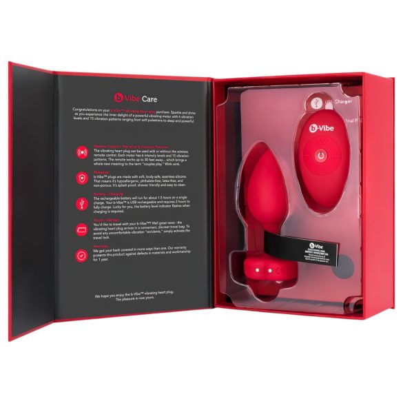 B-Vibe Heart - Rechargeable Remote-Controlled Anal Vibrator (Red)