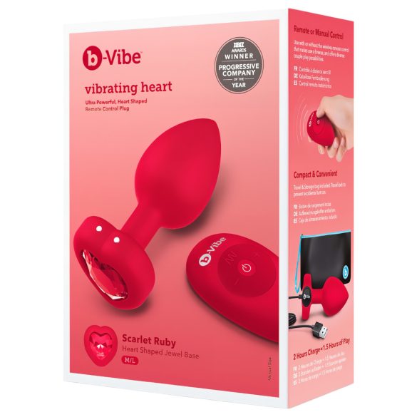 B-Vibe Heart - Rechargeable Remote-Controlled Anal Vibrator (Red)