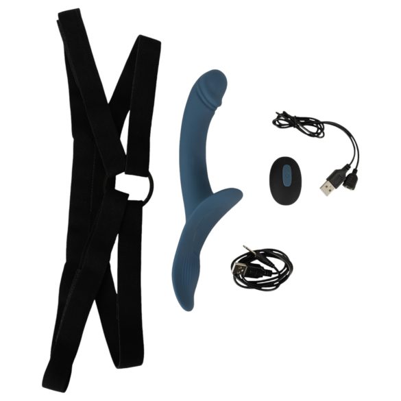 You2Toys - Strap-On Vibrator Set (Black-Blue)