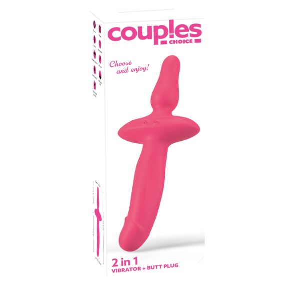 Couples Choice - 2in1 Vibrator & Anal Plug (Pink)