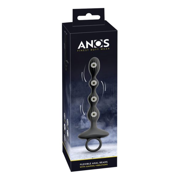 Anos - Dual Motor Anal Vibrator with Moving Beads (Black)