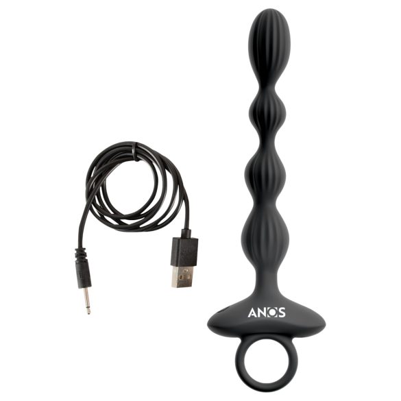 Anos - Dual Motor Anal Vibrator with Moving Beads (Black)