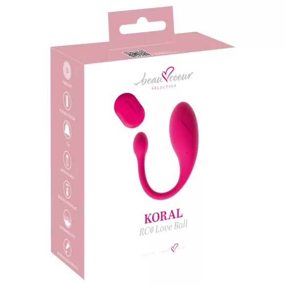 Beau Coeur Coral - wearable vibrating egg with remote control (pink)
