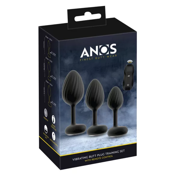 ANOS - Vibrating Anal Plug Set (Black)