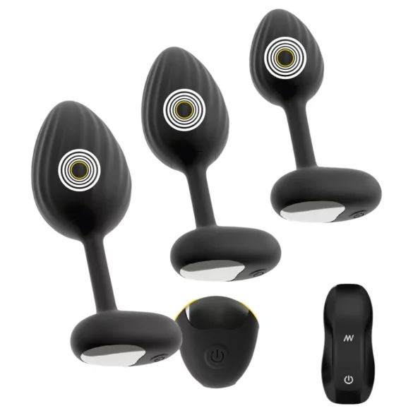 ANOS - Vibrating Anal Plug Set (Black)