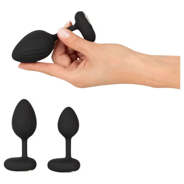 ANOS - Vibrating Anal Plug Set (Black)