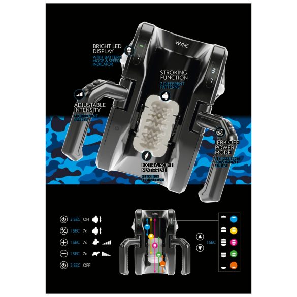 WYNE 10 - Automated Pleasure Device with Grip (Black)