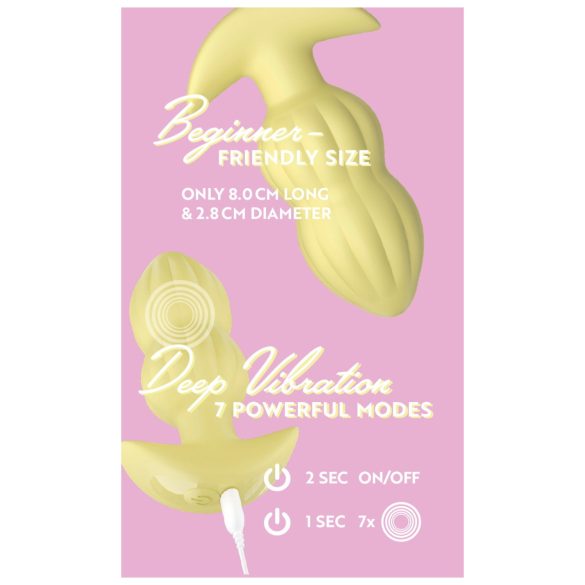 Cuties Mini - Ribbed Vibrating Anal Plug (Yellow)