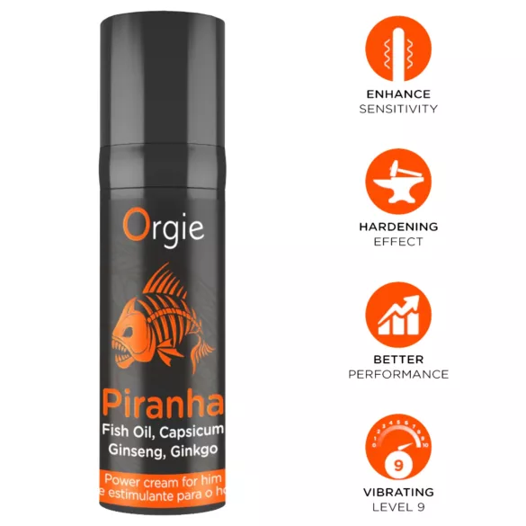 Orgie Piranha Power Cream - Stimulating Potency-Enhancing Cream for Men (15 ml)