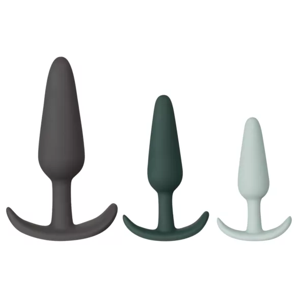 Amaysin - silicone anal plug set (black and green) - set of 3