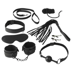Baseks - Bondage Set with Whip and Nipple Clamps (Black)