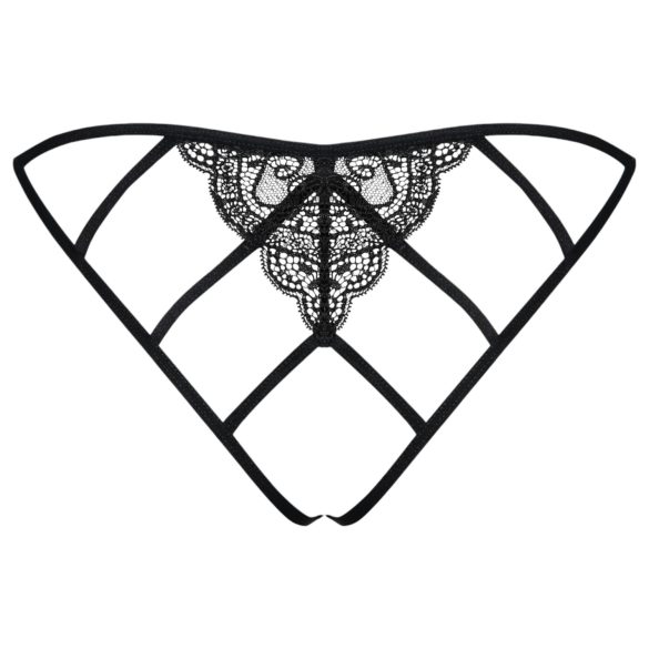Obsessive Miamor - Black Lace Open-Back Panties - L/XL
