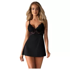 Obsessive - lace babydoll and thong (black) - L/XL