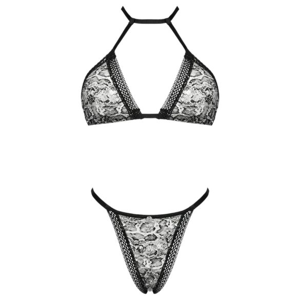Obsessive Xenita - Sheer Patterned Bra Set (Gray)