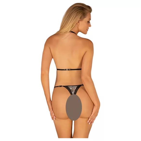 Obsessive Xenita - Sheer Patterned Bra Set (Gray) - L/XL