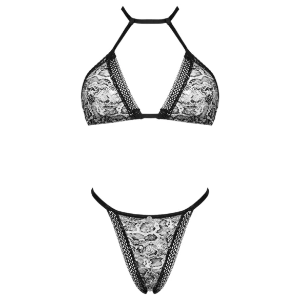 Obsessive Xenita - Sheer Patterned Bra Set (Gray) - L/XL