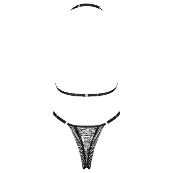 Obsessive Xenita - Sheer Patterned Bra Set (Gray) - L/XL