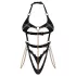 Obsessive Anyya - chain faux‑leather strappy bodysuit (black)