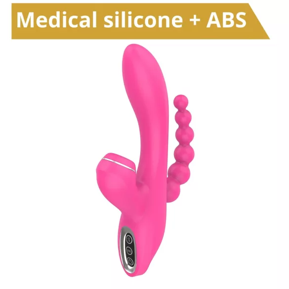 Erospace Sweet Play - G-spot vibrator with anal probe and suction (pink)
