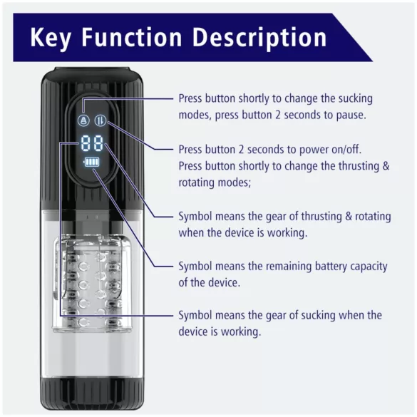Erospace Men's Play - rotating, sucking, vibrating male masturbator (black)