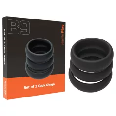 Erospace Men’s Play - black thick penis ring set (3 pcs)
