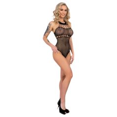   Livco Orvina - Polka Dot Halter Neck Mesh Bodysuit (Black) - Sizes S-L