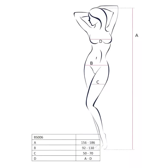 Passion BS006 - Black Open-Front Stocking Bodysuit (S-L)
