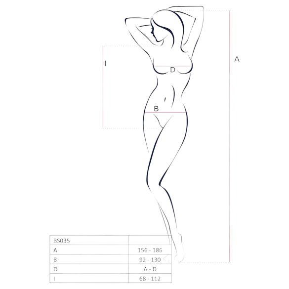 Passion BS035 - Strappy Open Mesh Bodysuit (White) - S-L