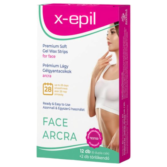 X-Epil - Premium Ready-to-Use Gel Wax Strips (12ct) - For Face