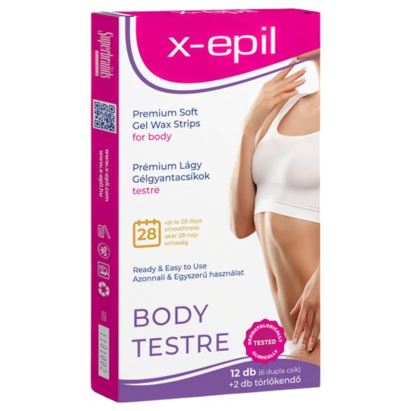 X-Epil - Ready-to-Use Gel Wax Strips (12 pack) - For Body