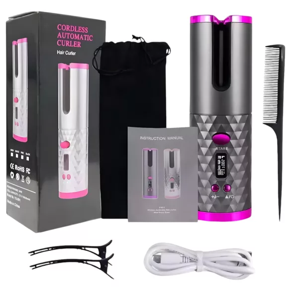 CAC - Cordless Hair Curler Set (Gray-Pink)