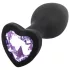 Sunfo - Silicone Heart Gem Anal Plug (Black-Purple)