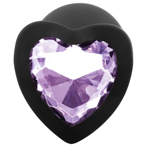 Sunfo - Silicone Heart Gem Anal Plug (Black-Purple)