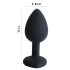 Sunfo - Silicone Heart-Shaped Anal Plug with Blue Gem (Black)