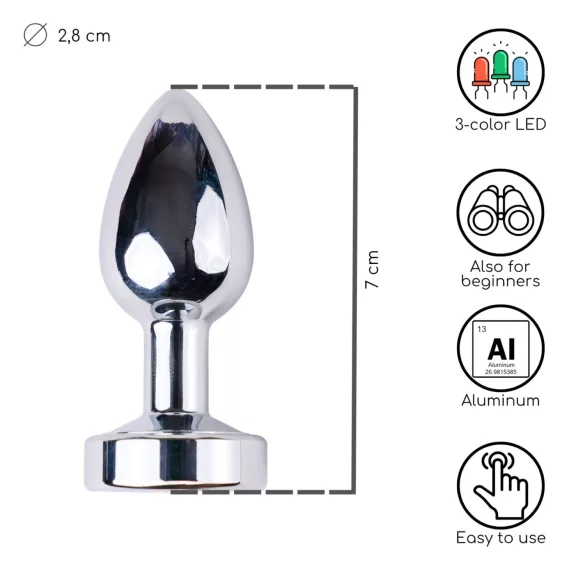 Desirel GlowPlug - Illuminating Anal Plug - Small (Silver)