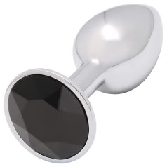 Sunfo - Metallic Anal Plug with Black Gem (Silver)