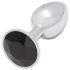 Sunfo - Metallic Anal Plug with Black Gem (Silver)