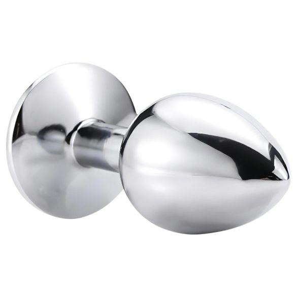 Sunfo - Metallic Anal Plug with Black Gem (Silver)