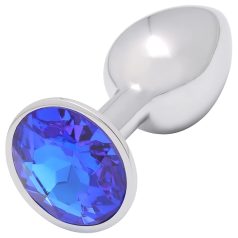 Sunfo - Metal Anal Plug with Blue Gem (Silver)