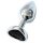 Sunfo - Heart-Shaped Silver Metal Anal Plug with Black Gem