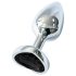 Sunfo - Heart-Shaped Silver Metal Anal Plug with Black Gem