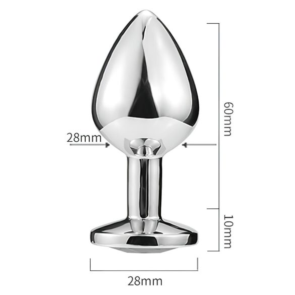 Sunfo - Metal Heart Red Gem Anal Plug (Silver)