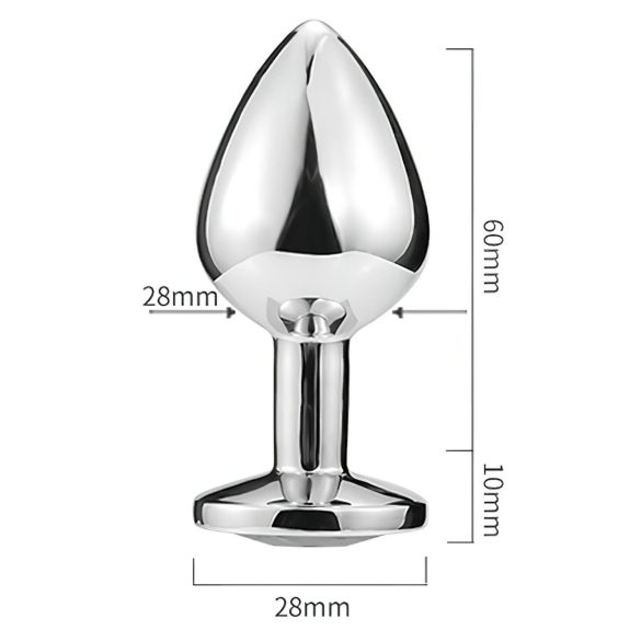 Sunfo - Heart Gem Silver Anal Plug with Dark Purple Stone