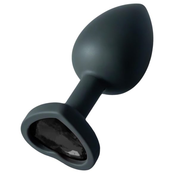 Sunfo - Silicone Heart Gem Anal Plug (Black)