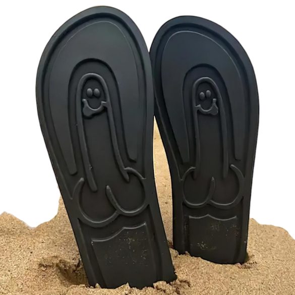 Black Flip-Flops with Fun Novelty Design - 42/43